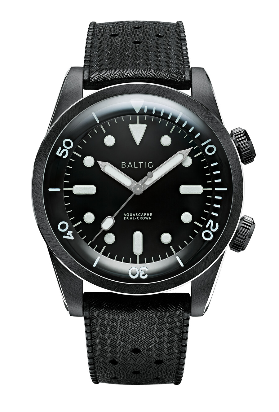 aquascaphe dual-crown pvd black - baltic watches